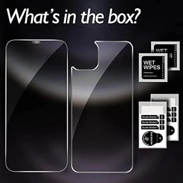 Alt view image 7 of 7 - Front and Back Screen Protector for iPhone 12 Pro, Tempered Glass [Haptic Touch] Front and Rear Temper Film Premium HD Clarity Anti-Fingerprint/Scratch for iPhone 12 Pro (6.1 inch)