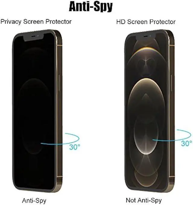 Alt view image 3 of 6 - (3+3) For iPhone 12 Pro Max (6.7) (3 Pack) Anti Spy Private Tempered Glass Film Privacy Screen Protector with Camera Lens Protector, Not Affect Flash, Anti Scratch
