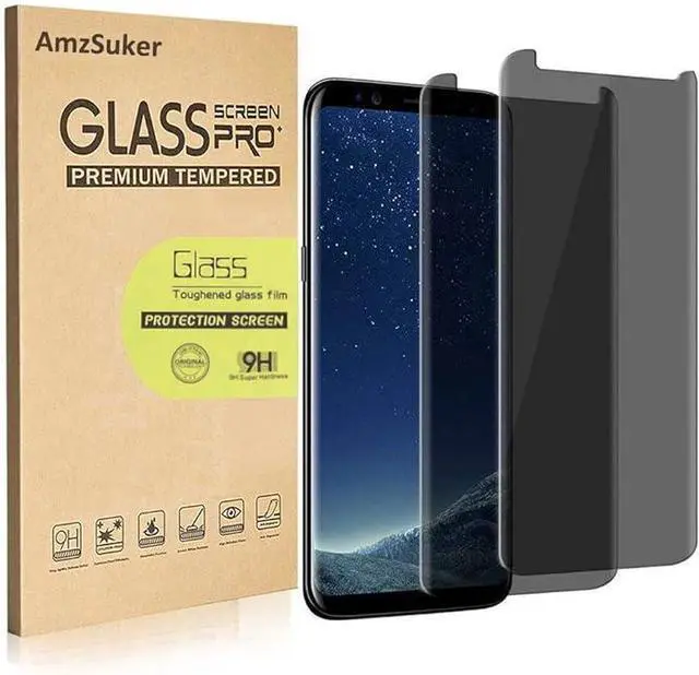 Main image of [2 Pack] for Galaxy S8 Plus Privacy Screen Protector, AmzSuker Anti-Spy 3D Curved Tempered Glass [Case Friendly][9H Hardness][Anti-Scratch] Screen Protector for Samsung Galaxy S8 Plus