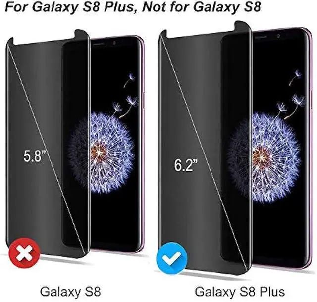 Alt view image 3 of 6 - [2 Pack] for Galaxy S8 Plus Privacy Screen Protector, AmzSuker Anti-Spy 3D Curved Tempered Glass [Case Friendly][9H Hardness][Anti-Scratch] Screen Protector for Samsung Galaxy S8 Plus