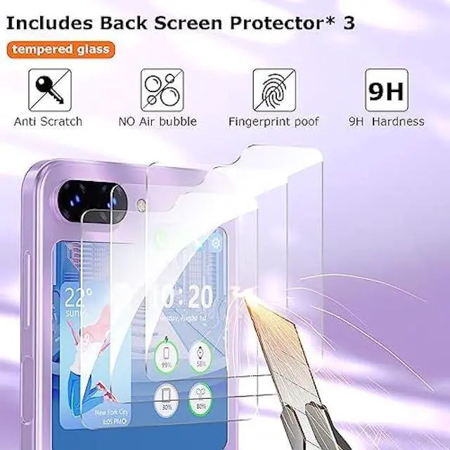 Alt view image 4 of 6 - For Samsung Galaxy Z Flip 6 / Galaxy Z Flip 5 Screen Protector, 3 pcs Inner Screen Flexible Film + 3 pcs Tempered Glass Back Screen Protector for Galaxy Z Flip 5/6 5G, HD Bubble Free, Anti Scratch