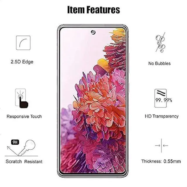 Alt view image 3 of 6 - (3+3) For Samsung Galaxy S20 FE 5G / 4G (3 Pack) Tempered Glass Screen Protector with 3D Camera Lens Protector, Anti Scratch, HD Clear