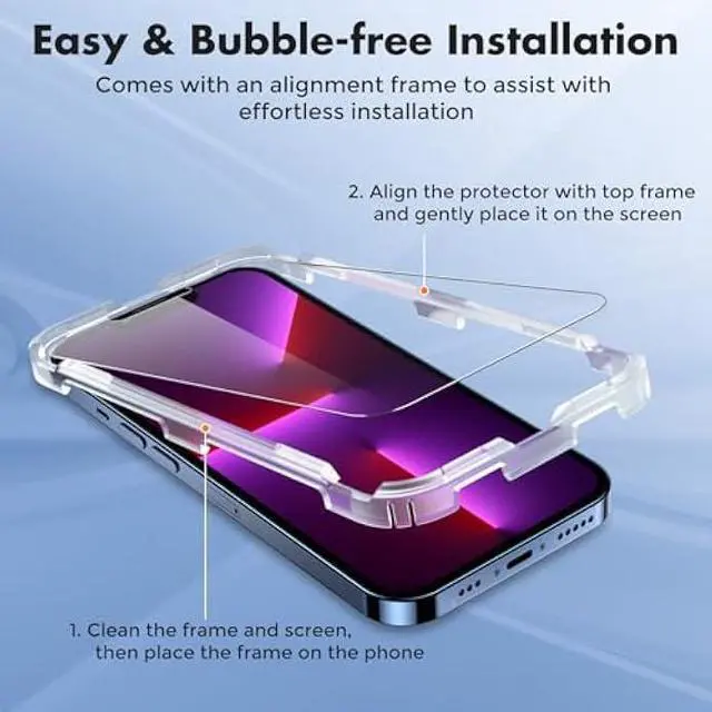 Alt view image 3 of 5 - UNBREAKcable 2-Pack Screen Protector for iPhone 14 Plus/iPhone 13 Pro Max, Double Shatterproof Tempered Glass [Easy Installation] [9H Hardness] [99.99% HD Clear] [Case Friendly] for iPhone 6.7 inch