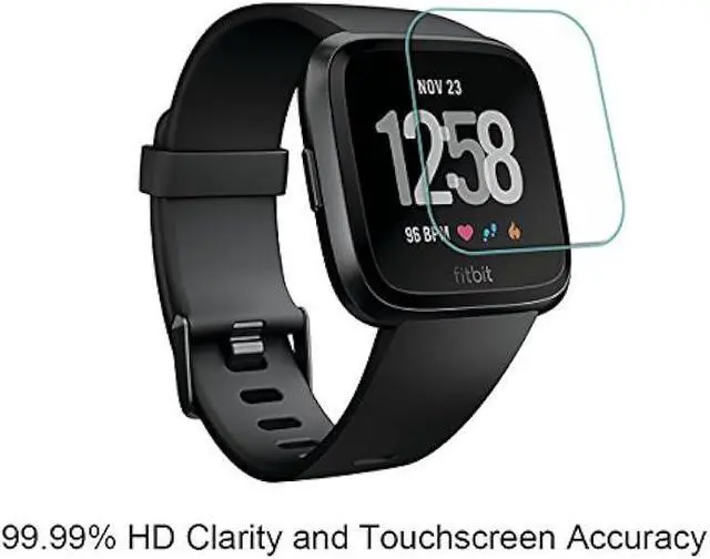 Alt view image 4 of 7 - AKWOX [4 Pack] Compatible with for Fitbit Versa Tempered Glass Screen Protector, [0.3mm 2.5D High Definition] Screen Protector for Fitbit Versa [9H Hardness] [Crystal Clear] [Scratch Resist]