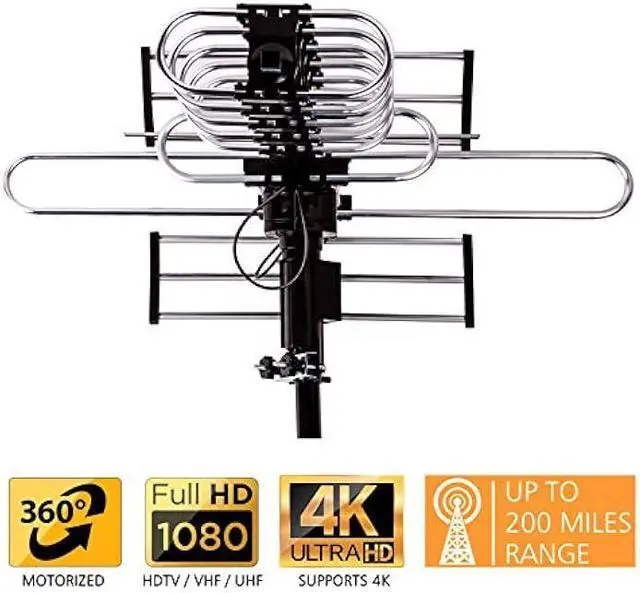 Alt view image 2 of 5 - Five Star Outdoor Digital Amplified HDTV Antenna - up to 200 Mile Long Range,Directional 360 Degree Rotation,HD 4K 1080P FM, Supports 5 TVs Plus Installation Kit and Mounting Pole