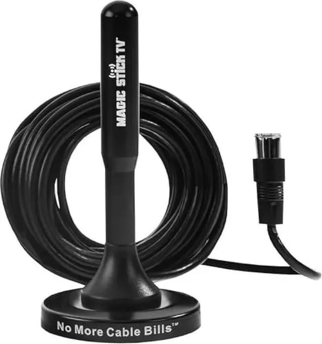 Main image of Magic Stick TV Antenna for Smart TV Without Cable - Digital Indoor Antenna for OTA Local Channels with Magnetic Base - Multi Directional 4K 1080P HDTV TVs - MS-45MAX - Black 16ft Long Cable