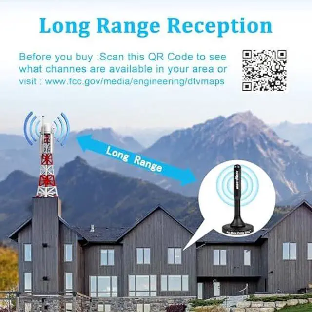 Alt view image 4 of 5 - Magic Stick TV Antenna for Smart TV Without Cable - Digital Indoor Antenna for OTA Local Channels with Magnetic Base - Multi Directional 4K 1080P HDTV TVs - MS-45MAX - Black 16ft Long Cable