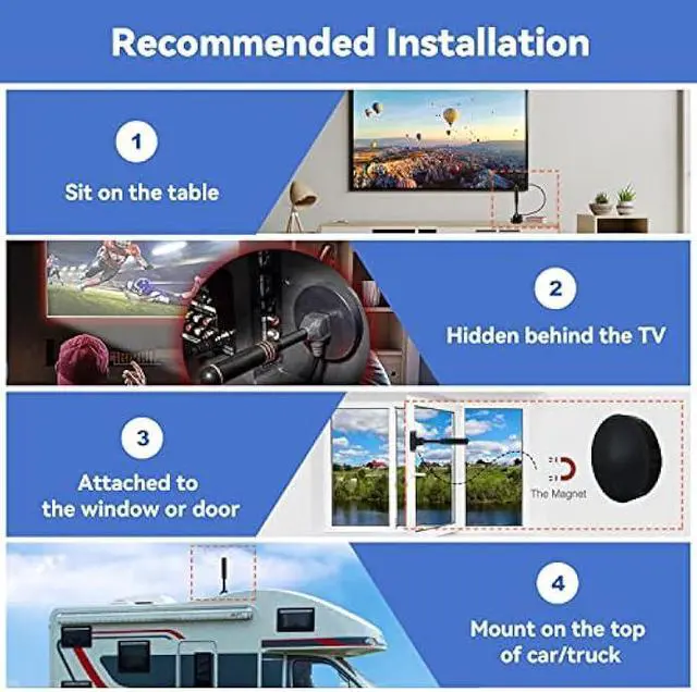 Alt view image 5 of 6 - Digital Outdoor Indoor TV Antenna with Magnetic Base and 16.5 feet Long Cable for TV Tuner-35 Mile VHF UHF Long Range