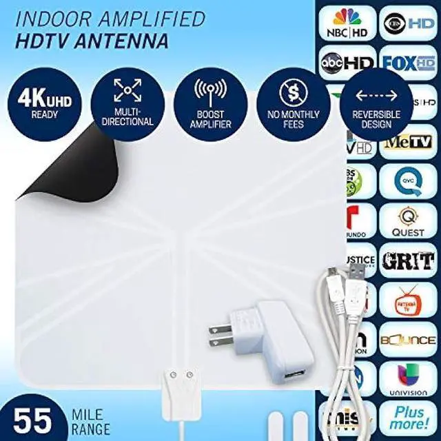 Alt view image 5 of 5 - Winegard FL5500A FlatWave Amped Digital HD Indoor TV Antenna  Amplified, 4K & ATSC 3.0 Ready, High-VHF/UHF, 60 Mile Range, Dual Color, 6 ft Cable