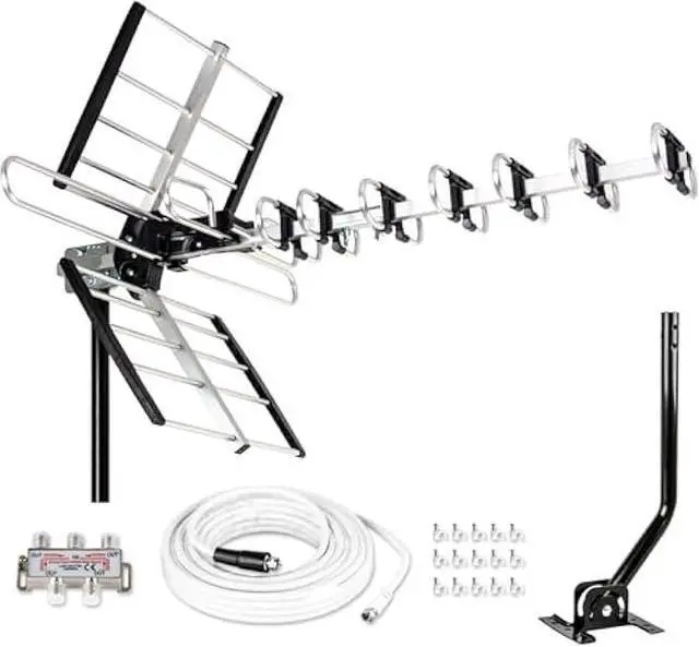 Main image of Five Star Outdoor HDTV Antenna up to 200 Mile Long Range, Attic or Roof Mount TV Antenna, Long Range Digital OTA Antenna for 4K 1080P VHF UHF Supports 4 TVs Installation Kit & J Mount