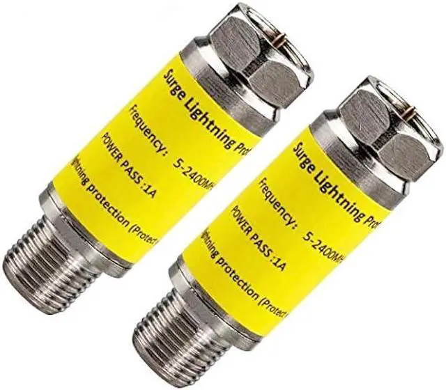 Main image of Cable Protector for TV - 2PCS Coaxial Surge Protector for Satellite Antenna Cable TV Surge Lightning Protector for TV Antenna