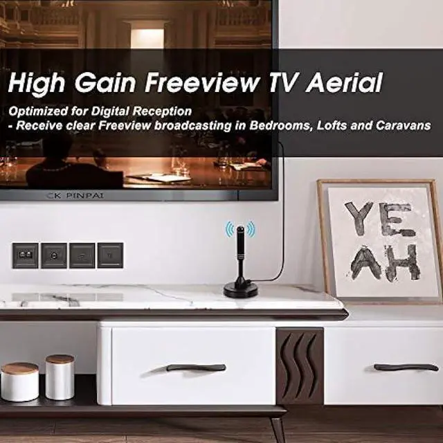 Alt view image 2 of 6 - HDTV Antenna - August DTA240 - Indoor/Outdoor Portable Digital Aerial with Magnetic Base 6.5 feet Coax Cable 50 Miles Range
