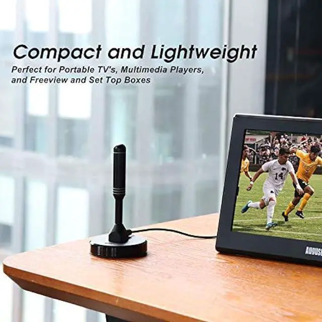 Alt view image 6 of 6 - HDTV Antenna - August DTA240 - Indoor/Outdoor Portable Digital Aerial with Magnetic Base 6.5 feet Coax Cable 50 Miles Range