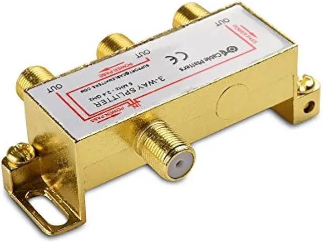 Alt view image 3 of 5 - Cable Matters 2-Pack 2.4 Ghz 3 Way Coaxial Cable Splitter for STB TV, Antenna and MoCA Network - All Port Power Passing - Gold Plated and Corrosion Resistant
