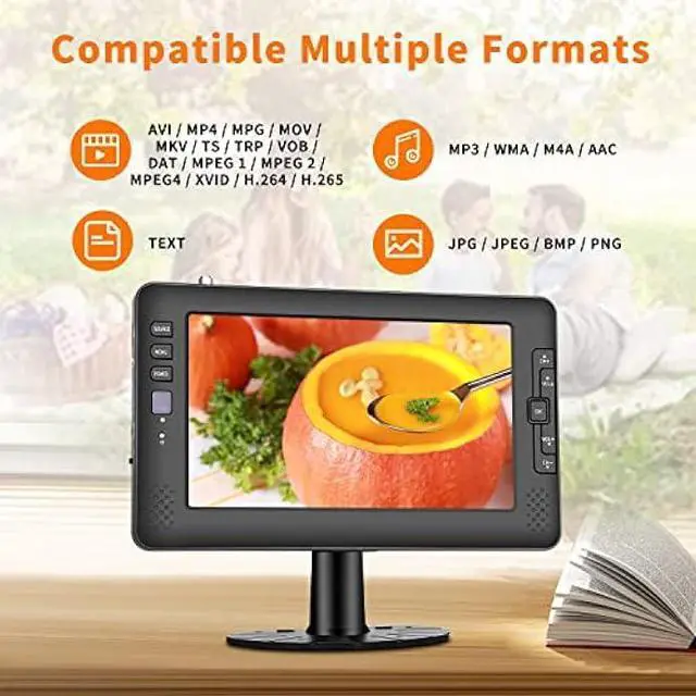 Alt view image 4 of 6 - 9 IPS Screen Portable TV with Digital ATSC Tuner, USB Port, AV Input, Built-in Rechargeable Battery, Mini TV for Camping, Caravan, Kitchen