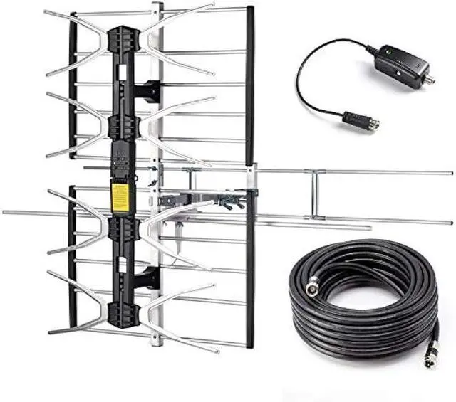 Main image of PBD Outdoor Digital HDTV Antenna with High Gain and Low Noise Amplifier, 40FT RG6 Coaxial Cable, 2 Way Splitter, 150 Miles Range, UHF and VHF, Easy Installation - Upgraded Version