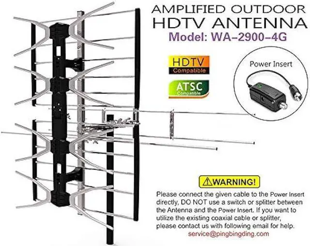Alt view image 4 of 5 - PBD Outdoor Digital HDTV Antenna with High Gain and Low Noise Amplifier, 40FT RG6 Coaxial Cable, 2 Way Splitter, 150 Miles Range, UHF and VHF, Easy Installation - Upgraded Version