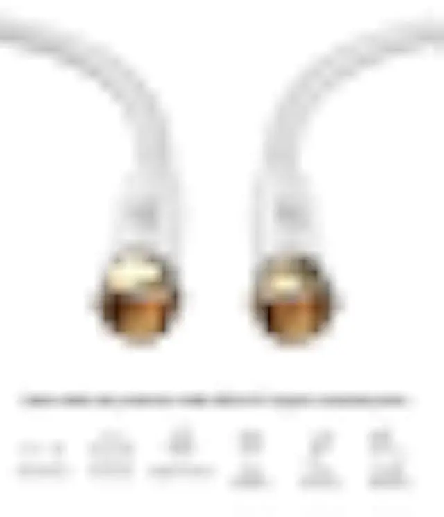 Alt view image 2 of 5 - Ultra Clarity Cables RG6 Coaxial Cable Connector Set 12 FT, CL3 White Coax Cord TV Cable Wire, in-Wall Rated-Digital Audio Video Satellite Cable Extension, Gold Plated Compression Connectors - White