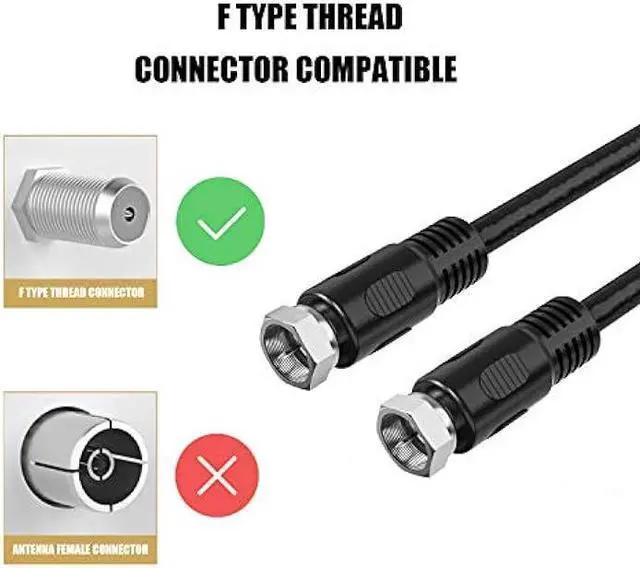 Alt view image 6 of 6 - Coaxial Cable 1ft, Short Coax Cable 1 Foot, 0.3m 2-Pack with Right Angle Connectors, Black 75 Ohm Shield Digital RG6 Cables with F-Male Connectors for TV Antenna