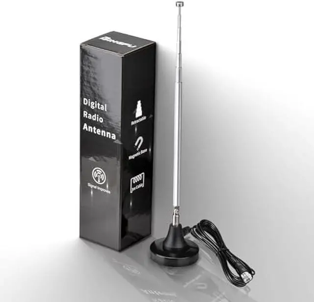 Alt view image 2 of 5 - Bingfu Strong Magnetic Base FM Radio Antenna Telecopic for Pioneer Onkyo Yamaha Marantz Sherwood Indoor Digital HD FM Radio Bluetooth Home Stereo Receiver AV Audio Video Home Theater Tuner