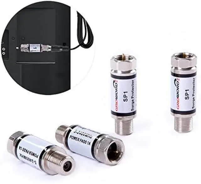 Main image of 4 Pcs Coaxial Surge Lightning Protector/Surge Suppressor -for Protector Satellite in-Line, Cable Box, Distribution Amplifier - 75 ohm 5-2400Mhz Home Cable TV Lightning Arrestor