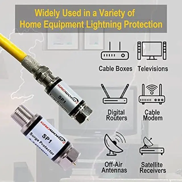 Alt view image 2 of 6 - 4 Pcs Coaxial Surge Lightning Protector/Surge Suppressor -for Protector Satellite in-Line, Cable Box, Distribution Amplifier - 75 ohm 5-2400Mhz Home Cable TV Lightning Arrestor