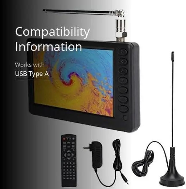 Alt view image 3 of 5 - Acogedor 5 Inch Portable TV, 1080P ATSC Pocket Digital Car TV, with 1500mAh Rechargeable Battery, Support USB, TF Card, Mini Digital Television for Camping, Kitchen