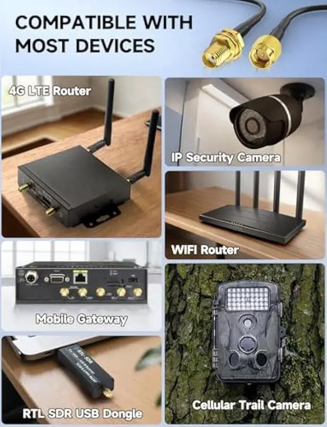 Alt view image 3 of 7 - Superbat SMA Male to SMA Female Bulkhead RF Coaxial Cable RG8X Cable 15ft + 3pcs RF Coax SMA Adapter Kit for SDR Antenna Ham Radio,3G 4G LTE Antenna,ADS-B,GPS etc.