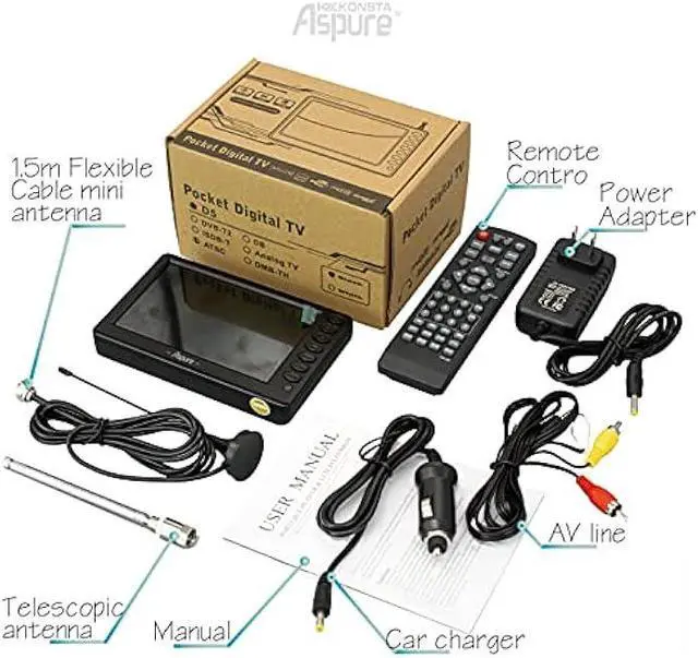 Alt view image 5 of 7 - Pocket 5 Inch Portable Digital TVATSC TFT HD Screen Freeview LED Mini TV with USB,TF Card Input.Built-in Recharge Battery Television/Monitor for Outdoor -D5