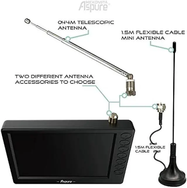 Alt view image 7 of 7 - Pocket 5 Inch Portable Digital TVATSC TFT HD Screen Freeview LED Mini TV with USB,TF Card Input.Built-in Recharge Battery Television/Monitor for Outdoor -D5