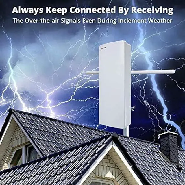 Alt view image 6 of 6 - ANTOP HDTV  FM Amplified Antenna 85 Miles AT-800SBS with Dual Outputs Smart Boost System, Support TV and Second Device-FM Stereo, a Second TV or Any OTA-Ready Streaming Device or Projector
