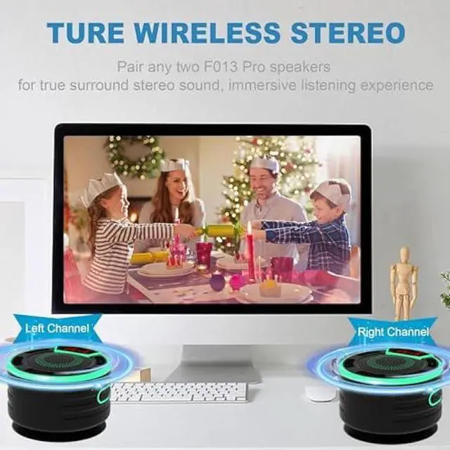 Alt view image 5 of 6 - Bluetooth Speakers, IPX7 Waterproof Shower Speaker, Portable Speaker with LED Display, FM Radio, Suction Cup, Light Show, Built-in Mic, Best Gifts for Pool Beach Home Party Travel Outdoors