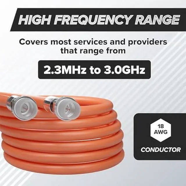 Alt view image 6 of 7 - THE CIMPLE CO 75 Feet (22 Meter) - Direct Burial Coaxial Cable 75 Ohm RF RG6 Coax Cable, with Rubber Boots - Outdoor Connectors - Orange - Solid Copper Core - Waterproof and Can Be Buried