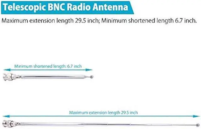 Alt view image 4 of 5 - Fancasee 2-Pack BNC Radio Antenna with BNC Male Plug Jack Connector Adapter Telescopic Stainless Steel HF VHF UHF BNC Antenna for Portable Mobile Handheld Radio Scanner Police Scanner Receiver