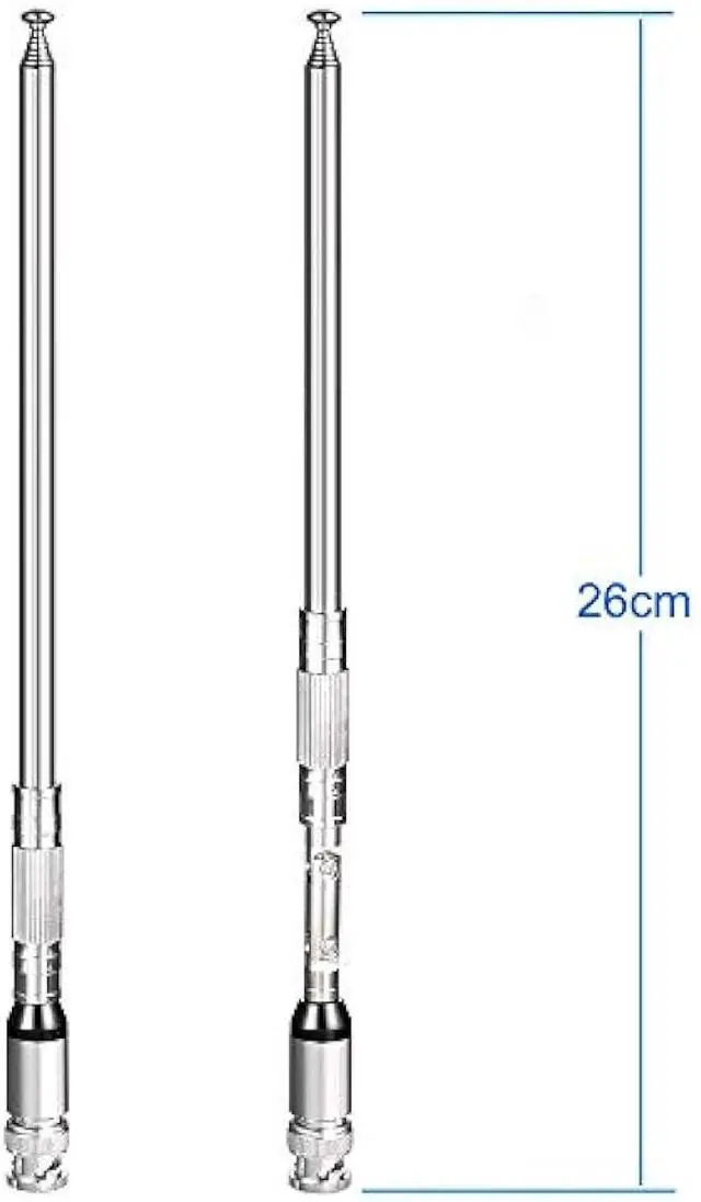 Alt view image 3 of 6 - Bingfu 20-1300MHz Police Scanner Antenna 8 Section Telescopic BNC Male Compatible with Uniden Bearcat Whistler Radio Scanner Cobra Midland Portable Ham CB Radio