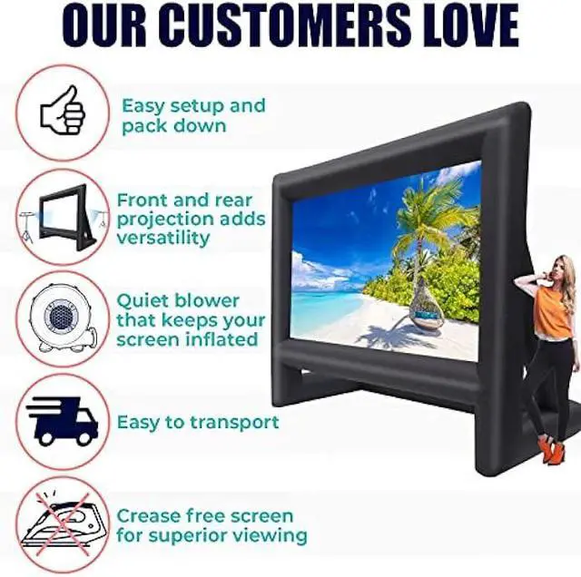 Alt view image 3 of 5 - 21 feet Inflatable Outdoor Projector Movie Screen - Blow Up Screen for TV & Movies with Blower Portable Projection Screen for Home Theater Outdoor Indoor Support Front & Rear Projection