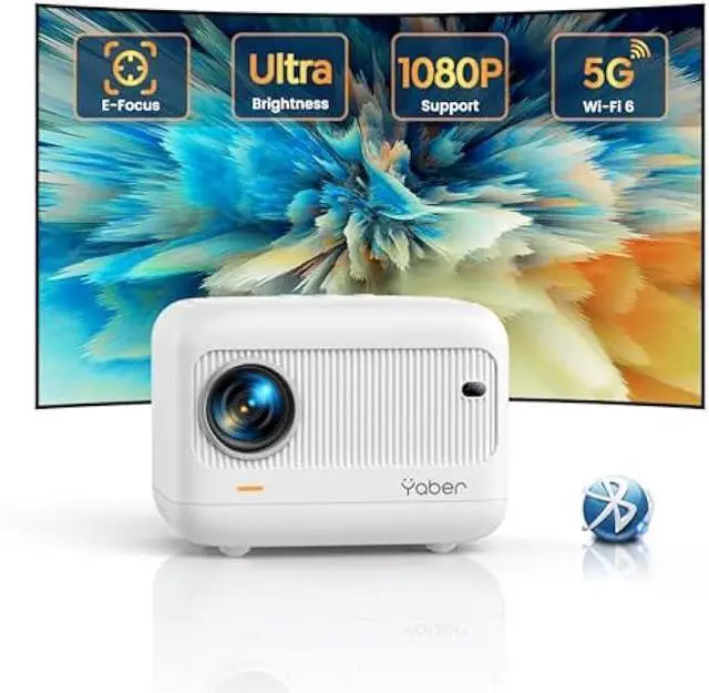 Main image of [Electric Focus]Mini Projector with 5G WiFi and Bluetooth 5.2,YABER 1080P Outdoor Projector Support ±40° Keystone Correction,Portable Projector for Phone/ TV Stick/Laptop/PS5