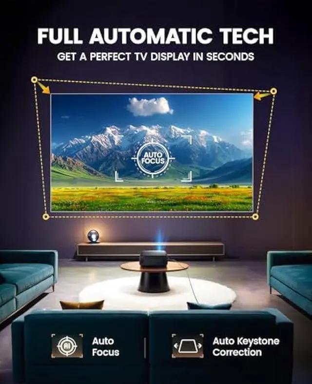 Alt view image 3 of 5 - [Auto Focus/4K Support] Projector with WiFi 6 and Bluetooth 5.2, 700ANSI Native 1080P Outdoor Movie Projector, WiMiUS P62 Auto 6D Keystone & 50% Zoom, Smart Home Projector for iOS/Android/TV Stick
