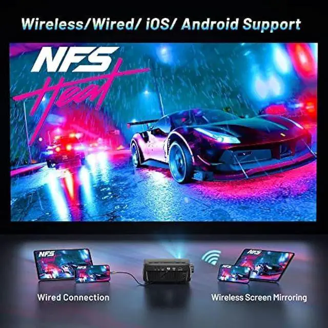 Alt view image 2 of 5 - Projector, CLOKOWE 10000L 1080P HD 5G WiFi Bluetooth Projector, Portable Movie Projector with Screen, Home Theater Video Projector Compatible with Android/iOS/TV Stick/PS4, Support 4K&300