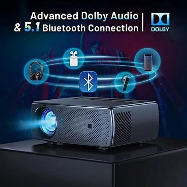 Alt view image 3 of 5 - Projector, CLOKOWE 10000L 1080P HD 5G WiFi Bluetooth Projector, Portable Movie Projector with Screen, Home Theater Video Projector Compatible with Android/iOS/TV Stick/PS4, Support 4K&300