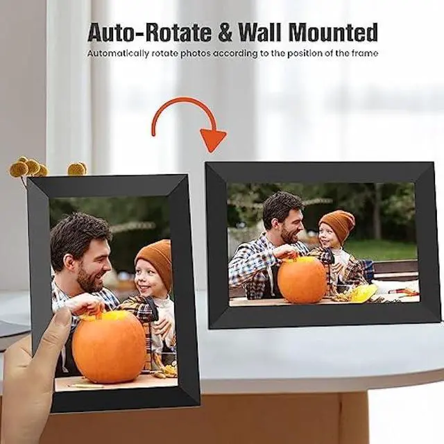 Alt view image 4 of 5 - BIGASUO 10.1 Inch WiFi Digital Picture Frame, IPS HD Touch Screen Cloud Smart Photo Frames with Built-in 32GB Memory, Wall Mountable, Auto-Rotate, Share Photos Instantly from Anywhere