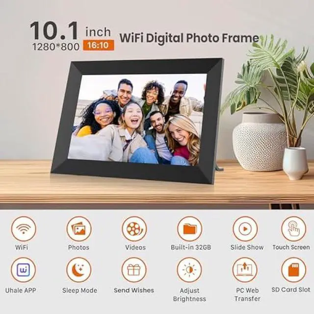 Alt view image 3 of 5 - Uhale Digital Picture Frame WiFi 10.1 Inch with 32GB Storage, Electronic Photo Frames 1280 x 800 HD IPS Touch Screen, Auto Rotate, Slideshow, Instantly Share Photos and Videos from Anywhere