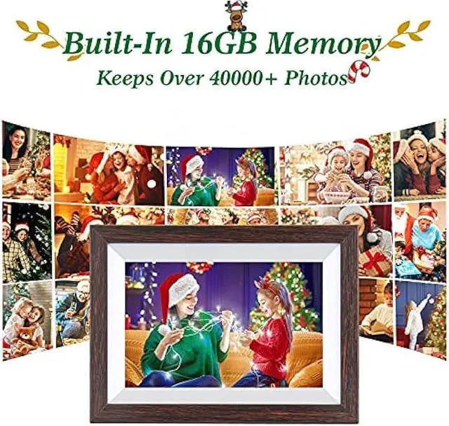 Alt view image 4 of 6 - Frameo-Digital-Picture Frame 10.1 Inch Electronic-Digital Photo Frame with IPS Touch Screen HD Display, Smart WiFi Photos or Videos Farme via Free Frameo APP (Brown Wood Frame)