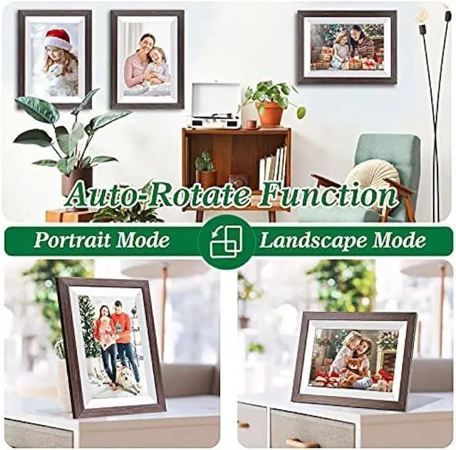 Alt view image 6 of 6 - Frameo-Digital-Picture Frame 10.1 Inch Electronic-Digital Photo Frame with IPS Touch Screen HD Display, Smart WiFi Photos or Videos Farme via Free Frameo APP (Brown Wood Frame)