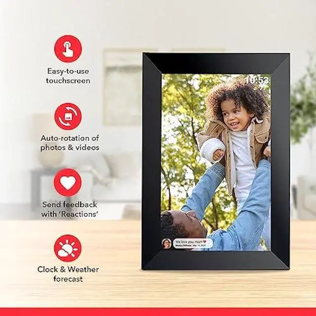 Alt view image 5 of 5 - 32GB FRAMEO 10.1 Inch Smart WiFi Digital Photo Frame 1280x800 IPS LCD Touch Screen, Auto-Rotate Portrait and Landscape, Built in 32GB Memory, Share Moments Instantly via Frameo App from Anywhere