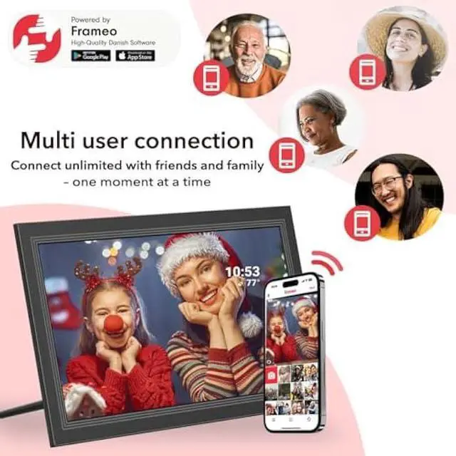 Alt view image 2 of 5 - FRAMEO Digital Picture Frame- 15.6inch Digital Photo Frame with 1920 * 1080 IPS Touch Screen HD Disply,Built-in 32GB Storage,Wall-Mounted,Digital Frame Share Photos and Videos via Frameo App