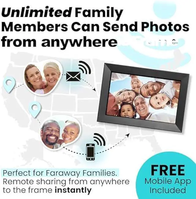 Alt view image 3 of 5 - PhotoSpring Classic Subscription Free 10in WiFi Digital Picture Frame | Send Photos by Email, App, or Web | Touchscreen & 32GB Internal Memory | Play Videos up to 5 min