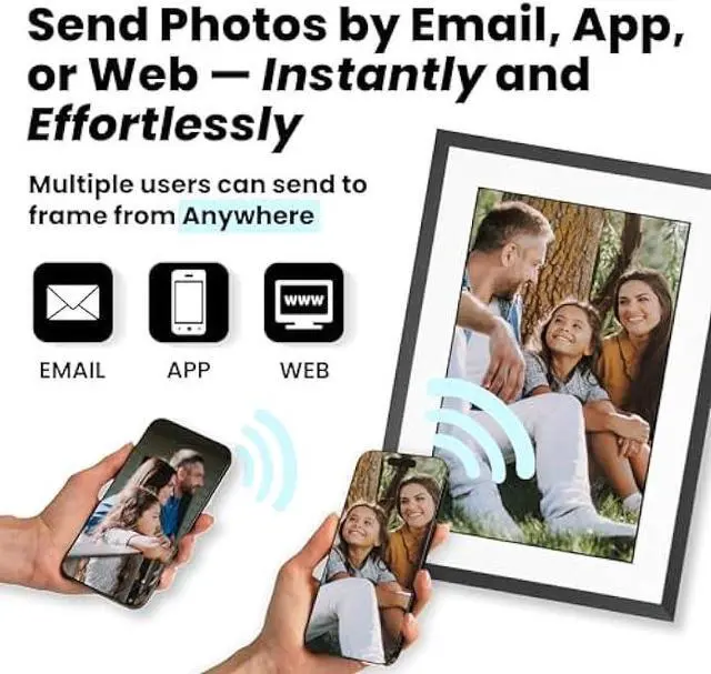Alt view image 4 of 5 - PhotoSpring Classic Subscription Free 10in WiFi Digital Picture Frame | Send Photos by Email, App, or Web | Touchscreen & 32GB Internal Memory | Play Videos up to 5 min