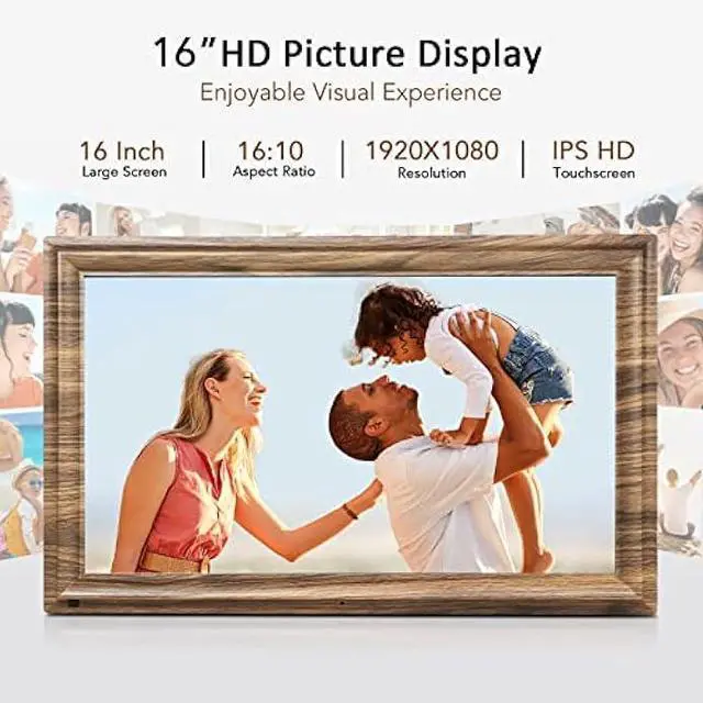Alt view image 3 of 5 - 16 Inch Large Digital Picture Frame, Canupdog Digital Photo Frame with 32GB Storage Wall Mountable, Auto-Rotate, Motion Sensor Share Photo Video via App