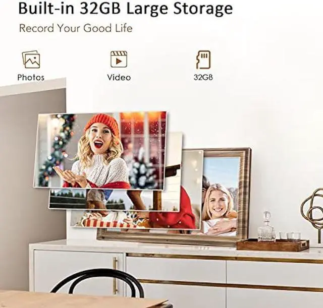 Alt view image 5 of 5 - 16 Inch Large Digital Picture Frame, Canupdog Digital Photo Frame with 32GB Storage Wall Mountable, Auto-Rotate, Motion Sensor Share Photo Video via App